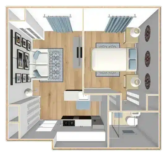 One Bedroom 543 square feet One Bedroom 543 square feet