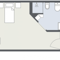 Room size is 18'4×10'2 and bathroom 7'5 × 8'3