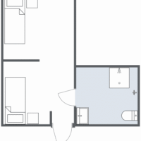 Bedrooms: 9' x 10'<br>
Bathroom: 8' x 9'